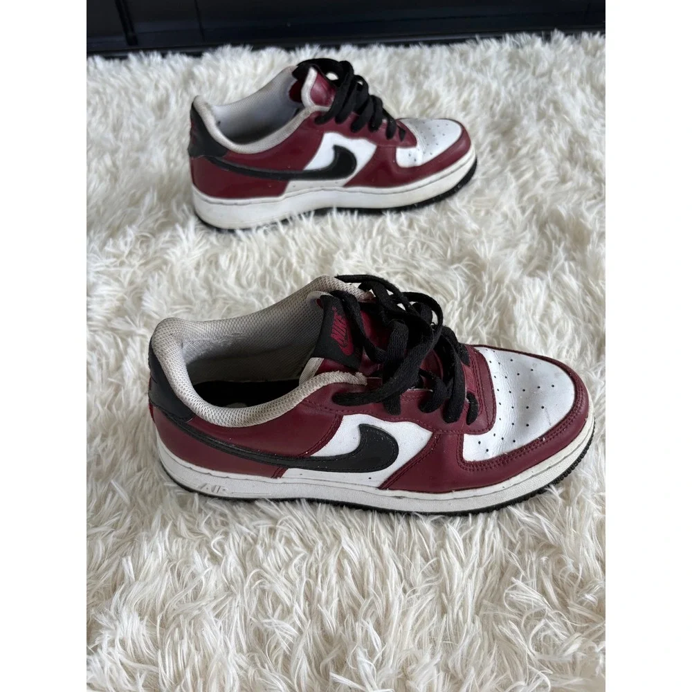 Nike Air Force 1 AF1 Burgundy Red Black White Low Top Sneakers‎ Shoes 6.5